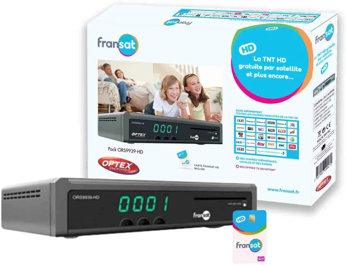 OPTEX ORS9939HD - Receptor de TV satélite HD grabadora USB + tarjeta Fransat PC7 (Satélite Eutelsat)