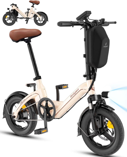 Bodywel T16PRO Bicicleta Eléctrica Plegable - 14' Mini E-Bike, 4.5 Pulgadas Pantalla LED, Batería 36V/10Ah