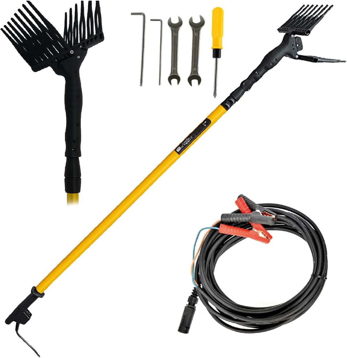 Crisalide - barra telescópica y cable de 15 m, tensión 12 V, Alta productividad y delicadeza sobre las plantas, Vareador para aceitunas