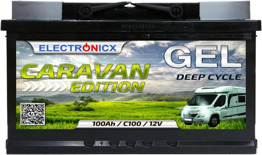 Electronicx batería de alimentación GEL 100Ah 12V para caravana - caravana, barco, ocio 278×175×190 mm, solar 12 voltios GEL