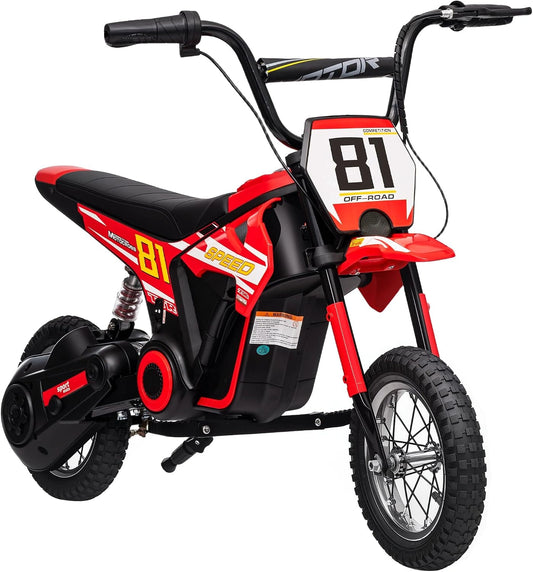AIYAPLAY Moto Eléctrica para Niños 24V con Motor 250W para 8-12 Años Rojo, con funciones de uso diario