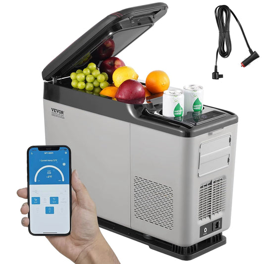 VEVOR Nevera de Compresión Portátil 15 L Mini Nevera con Reposabrazos para Coche 12/24V CC y 100-240V CA Mini Ne, para conservar alimentos y bebidas