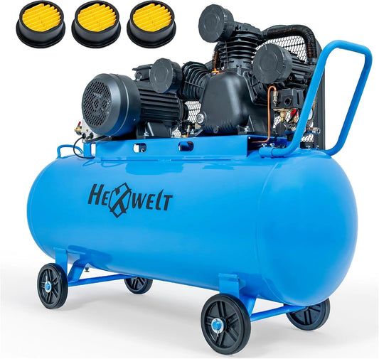 Compresor 150L/200L - lubricado con aceite, regulador, manómetro, para taller, garaje y herramientas neumáticas. (200L), 2 salidas, 1/4', 8 Bar