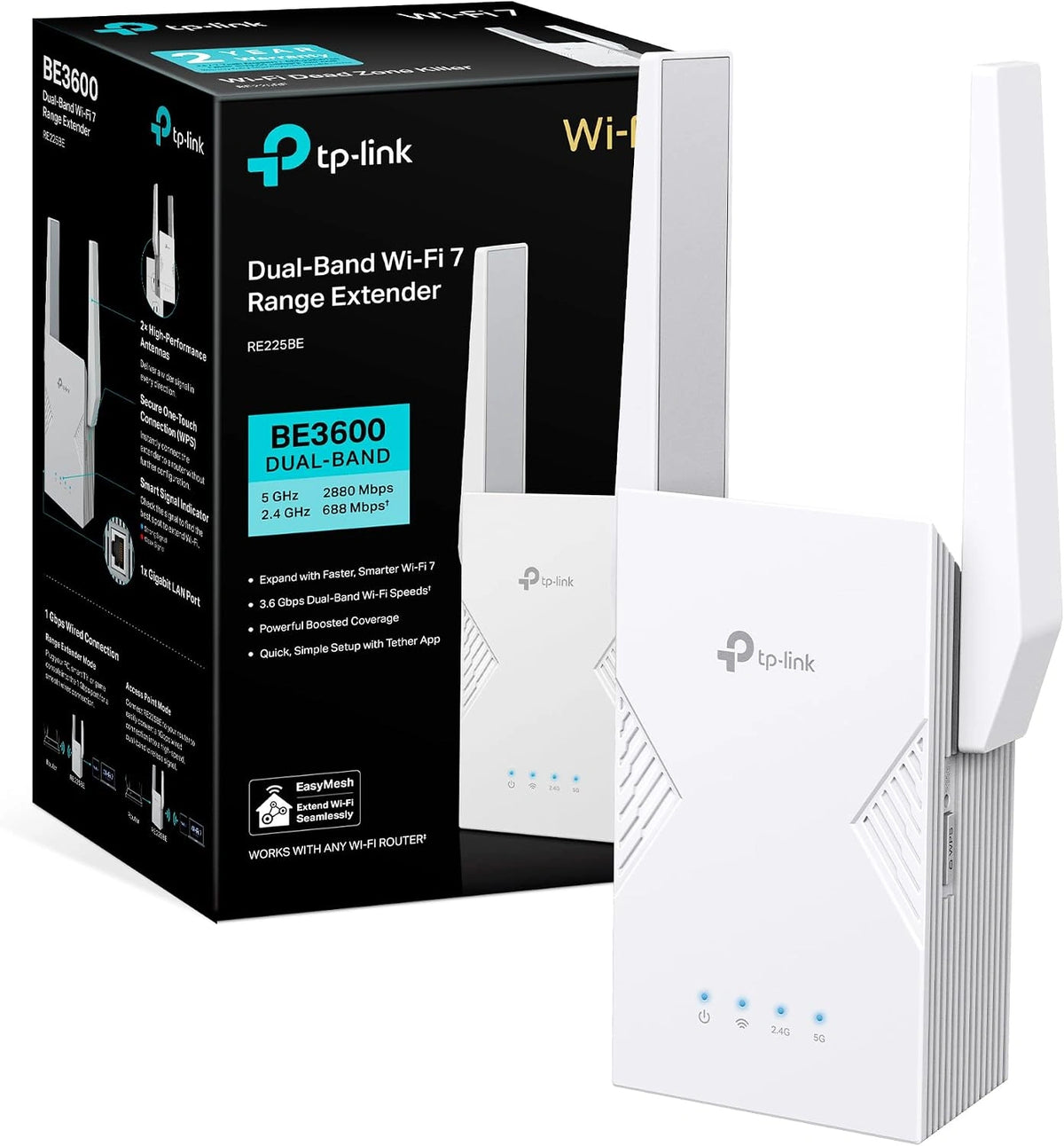 TP-Link RE225BE - Repetidor WiFi 7 BE3600 Doble Banda, EasyMesh, Puerto GE