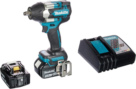 Llave impacto BL 18V LXT 700Nm 5Ah 2 bat. MakPac 1/2' marca Makita, con funciones de uso diario
