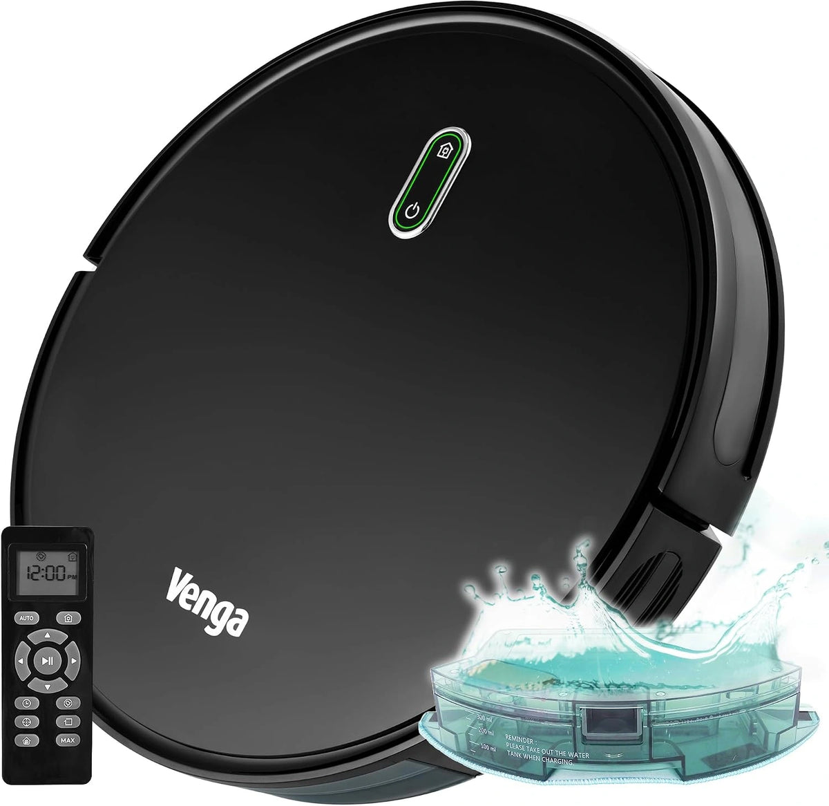 Venga! Robot aspirador 3 en 1 - funcionamiento fácil de 1 Tecla, 6 Modos de Limpieza, VG RVC 3000, Carga automática, con un depósito de agua