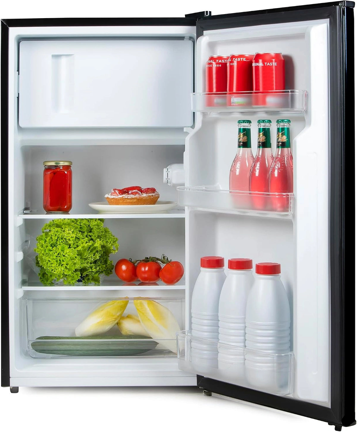 PRIMO PR145FR - Refrigerador congelador, mesa superior, color negro, 80 L