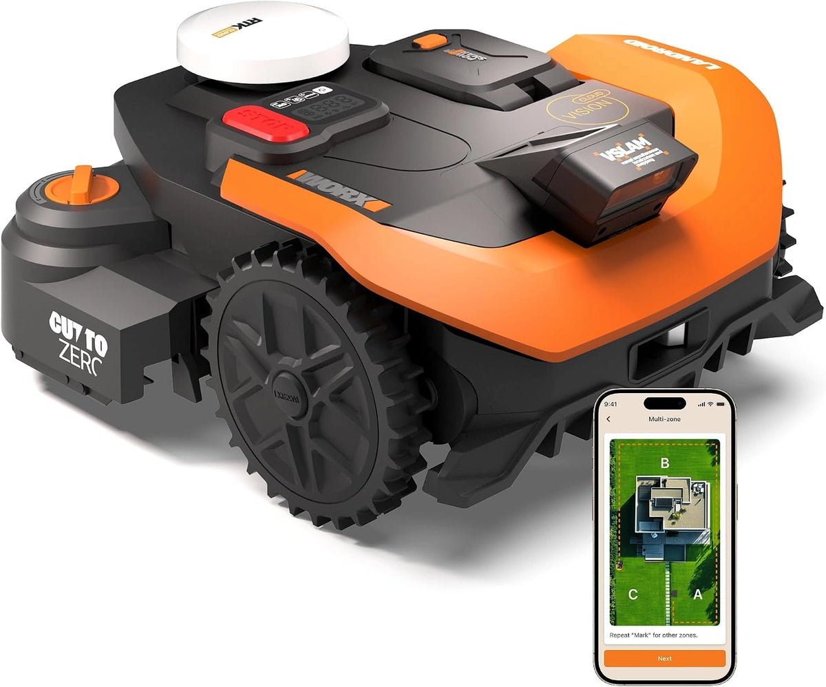 Worx Landroid Vision Cloud WR312E 2WD Robot Cortacésped - Sin Cable Perimetral, (Evitación de Obstáculos con IA, Navegación VSLAM + RTK Cloud