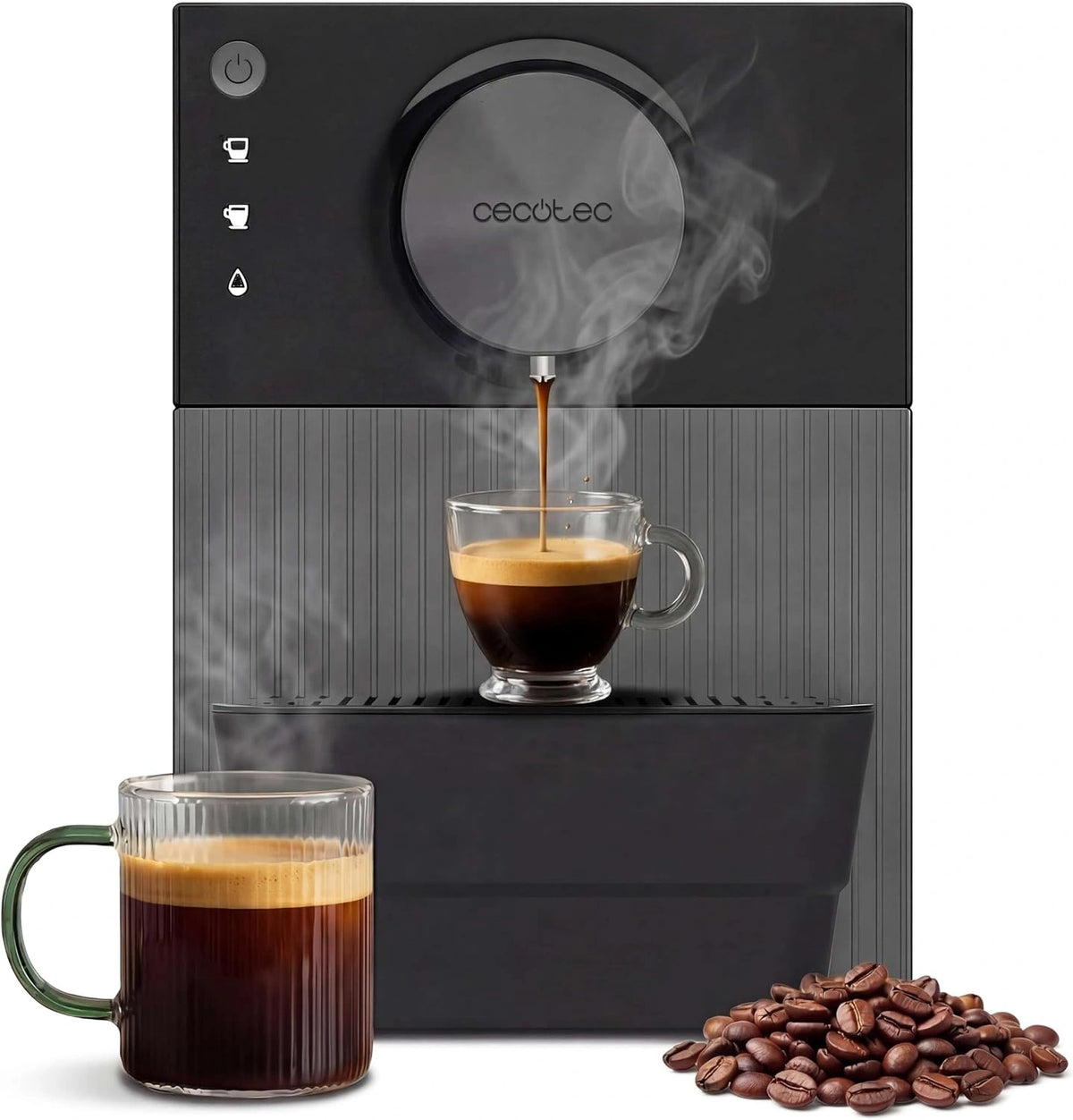 Cecotec Cafetera Superautomática Compacta Cremmaet Cube. 1350W - Sistema Pre-Infusión, Sistema Thermoblock, Panel de Control Táctil, 19 Bares