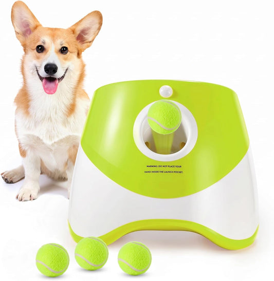 Lanzador de Pelotas para Perros - Máquina Lanza Pelotas Perro Automático Juguete Interactivo Perro con 3 Pelotas de Tenis