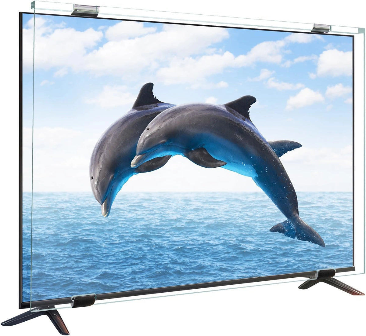 Qoosea Protector de Pantalla de TV 55 Pulgadas - Transparente HD Acrílico Panel Protector de Televisión para Soporte de Solo/Doble Punto