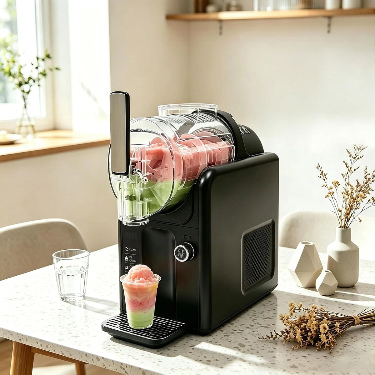 Máquina de granizado de 2 litros - cócteles, batidos, helados y frappés, autolimpiante, no requiere hielo, para casa y fiestas, color negro