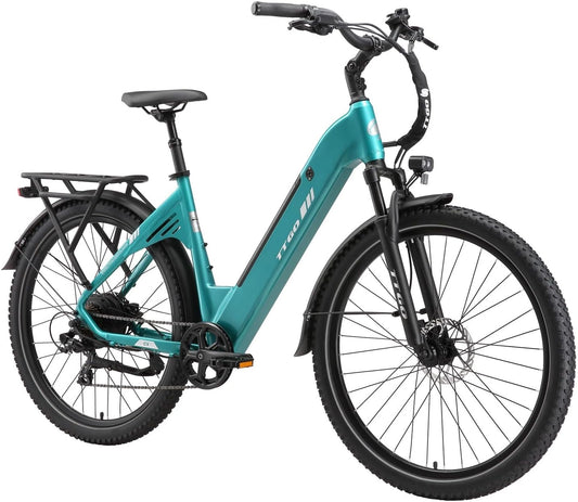 ttgo Bicicleta eléctrica C5 de 27 - montaje.27.5, Shimano de 7 velocidades, 130 km, alcance de 110, 5 Ah, batería extraíble de 48 V y 13
