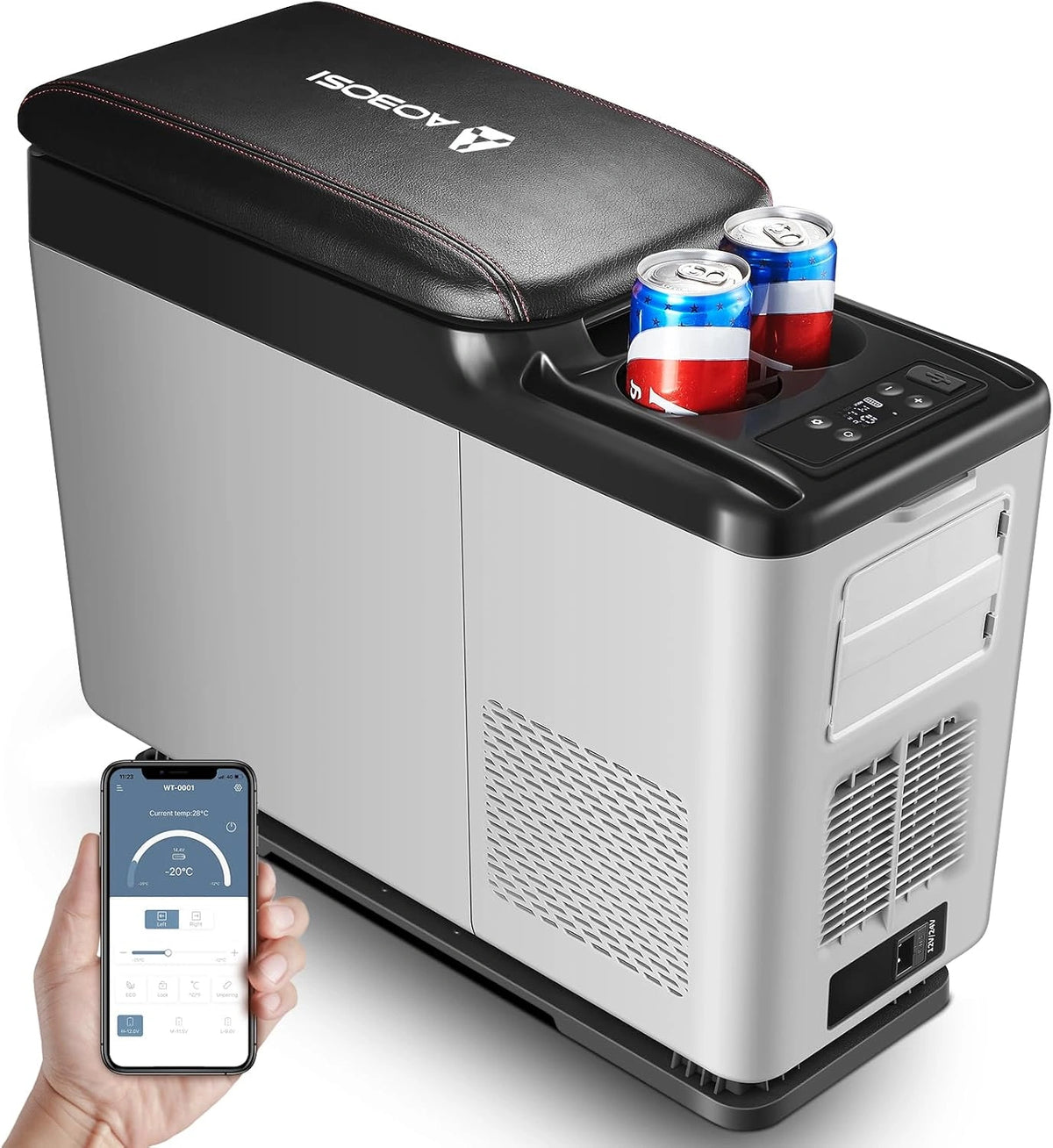 AAOBOSI 15L Nevera Portátil - Nevera 12V Compresor -20°C a -20°C, Barco y Autocaravana, Camión, Eléctrica Refrigerado para Coche
