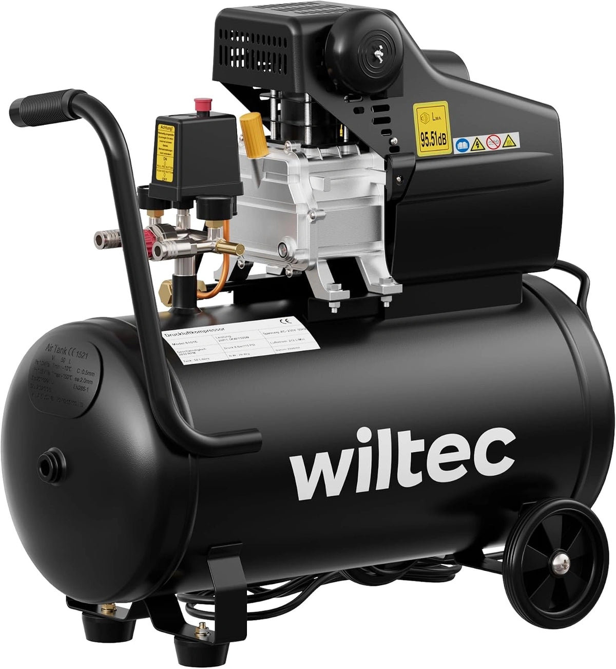 Compresor aire con tanque 50L 2CV 1500W Compresor de taller Trabajos aire comprimido, con funciones de uso diario