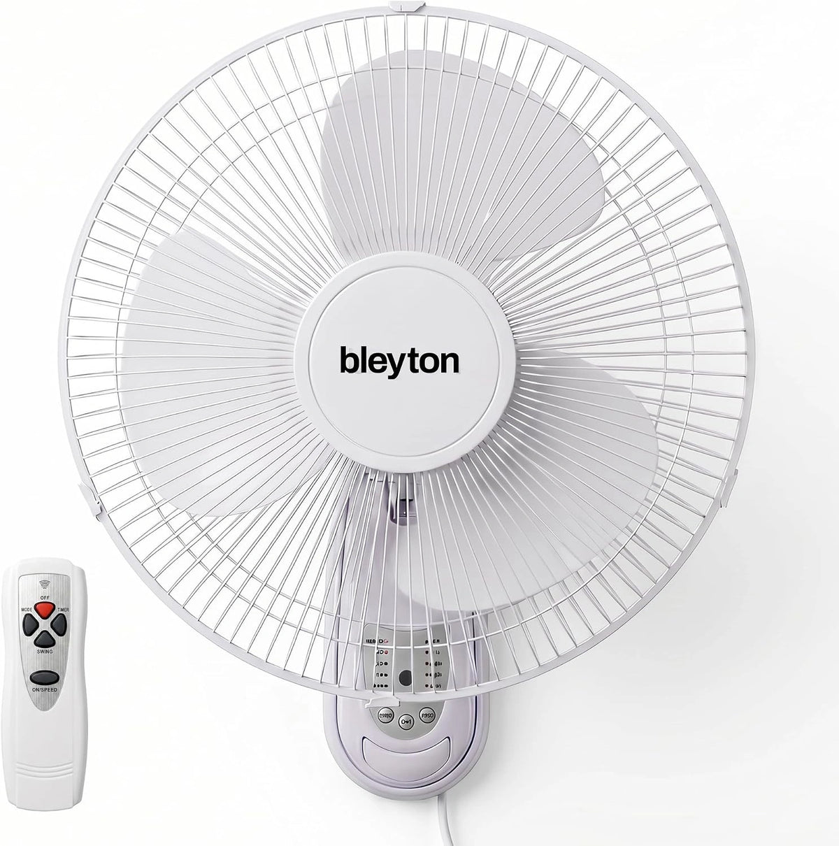BLEYTON Ventilador de Pared Silencioso con Mando Blanco 40W SHADOW, con funciones de uso diario