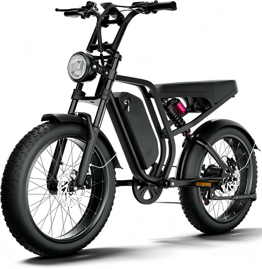 DEEPOWER SU8 Bicicleta Eléctrica - Neumáticos Fat 20'×4, 0, Batería 52V 20Ah Extraíble, Gran Autonomía 60-110KM, 7 Velocidades
