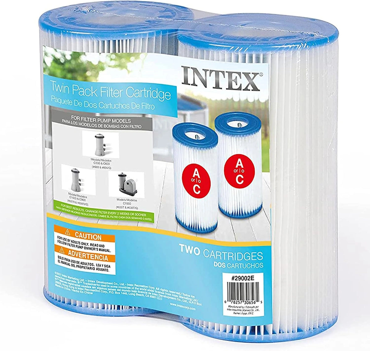 Intex 29002E Cartucho de Filtro Tipo A para Piscinas - Paquete Doble, Blanco, 1 Paquete