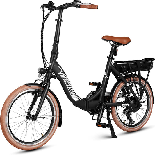 SPATIAL Bicicleta Electrica - 20 Pulgadas Bicicleta Electrica Plegable, 40NM 250W Motor 36V 374.4Wh Batería, 7 Velocidades